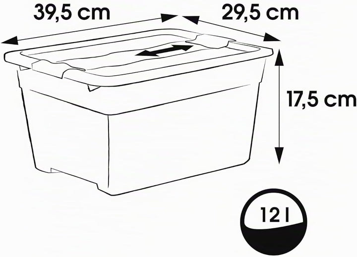 keeeper Aufbewahrungsbox mit Deckel und Schiebeverschluss, 39,5 x 29,5 x 17,5 cm, 12 l, Cornelia, Tr
