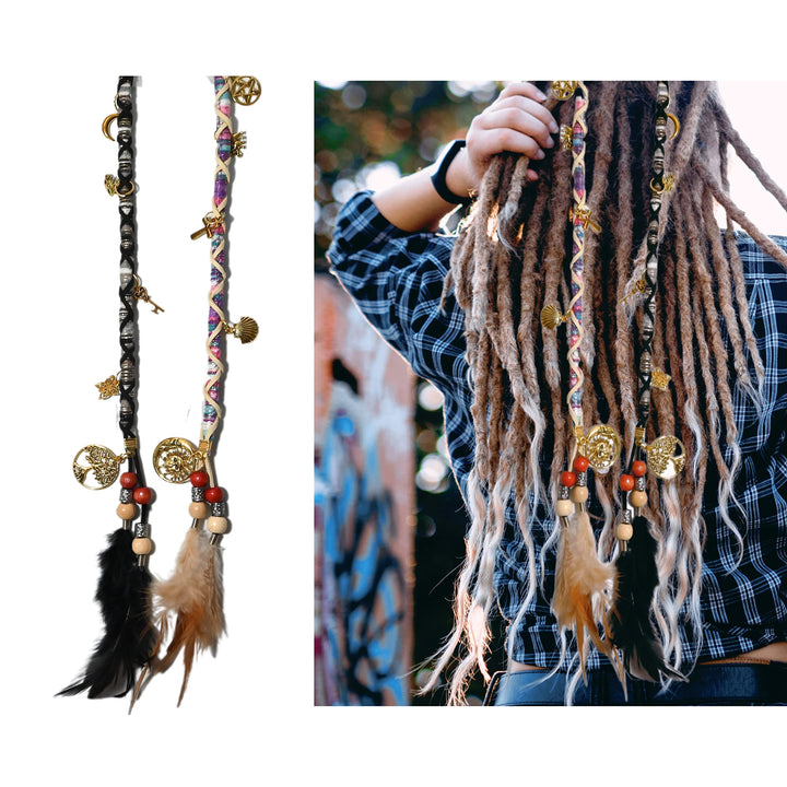 Hippie-Haarverlängerung, Dreadlocks, Haarspange, Federperlen, Anhänger, für Dreads, Zöpfe, Locken, b