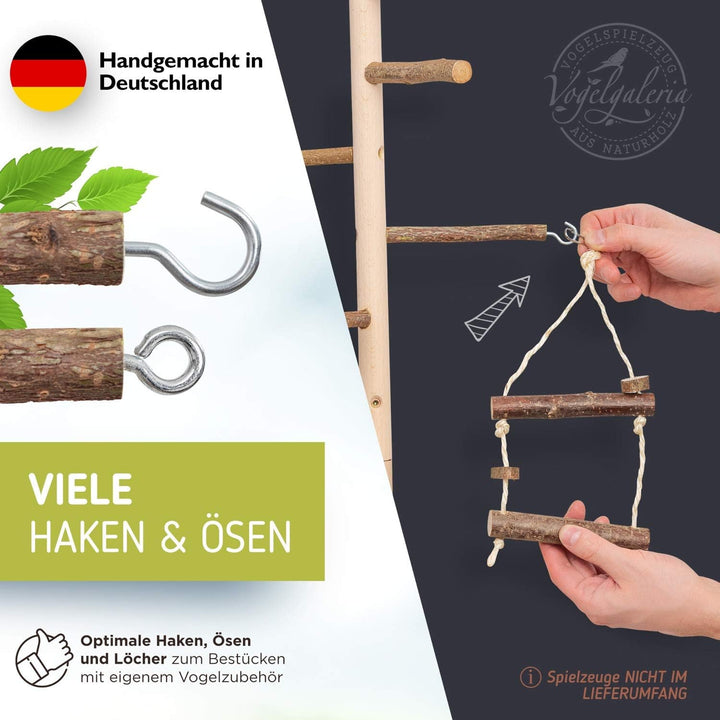 Vogelgaleria® Zimmerhoher Vogel-Kletterbaum 193-195 cm HiFly Basic mit Naturholz-Sitzstangen Vogelsp