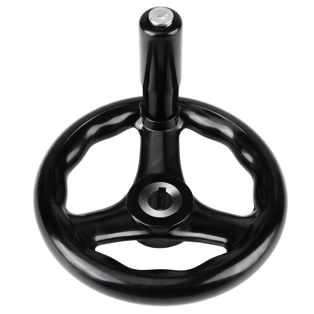 Handrad 1 Stück 12 * 125mm Schwarz Rundes 3 Speichen Handrad mit Drehgriff für Drehmaschine Fräsmasc