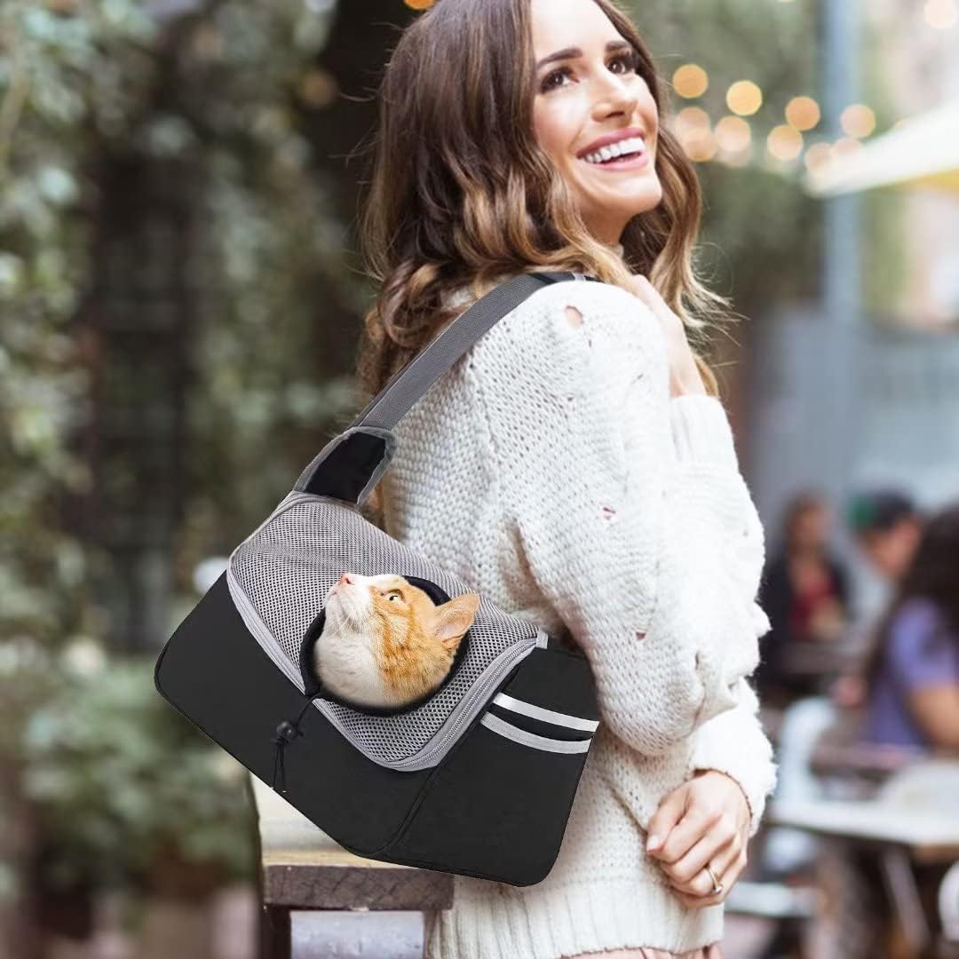 PETCUTE Hundetragetasche,Verstellbare Hundetasche Tragetuch mit Halsband Haken und Taschen,Atmungsak