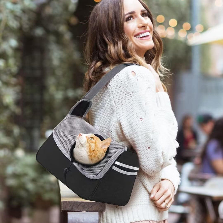 PETCUTE Hundetragetasche,Verstellbare Hundetasche Tragetuch mit Halsband Haken und Taschen,Atmungsak