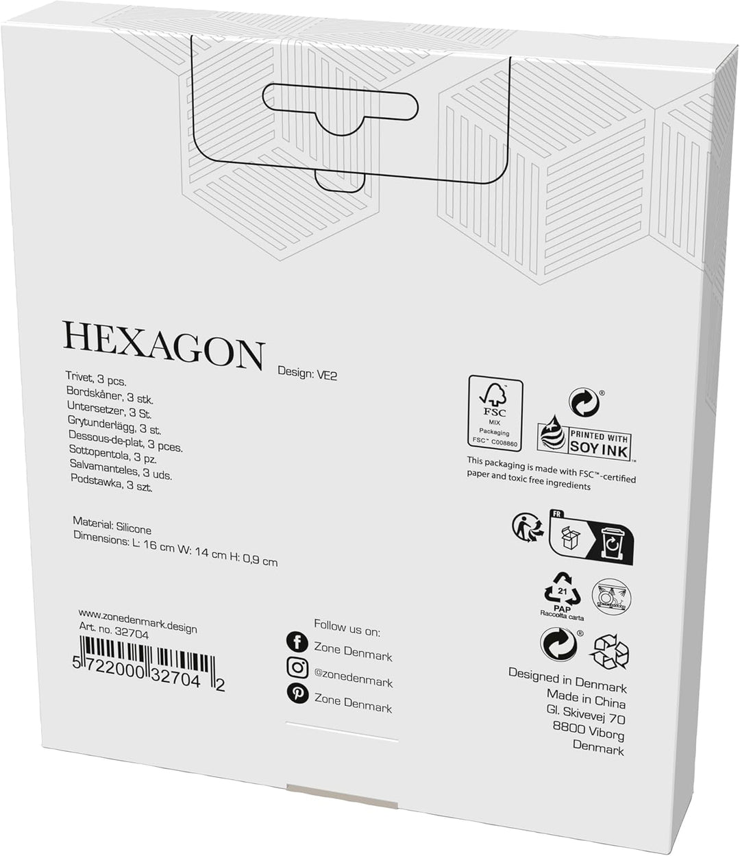 Zone Denmark Hexagon Topfuntersetzer Hitzebeständig, Silikon Untersetzer, Praktische und Dekorative