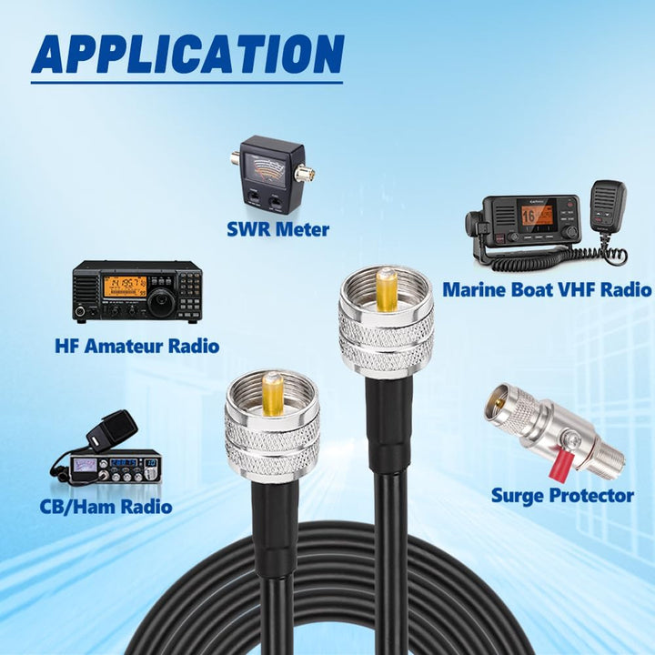Superbat PL259 Kabel 600cm, RG8X Koaxialkabel mit geringem Verlust und PL-259 UHF Stecker für UHF Du