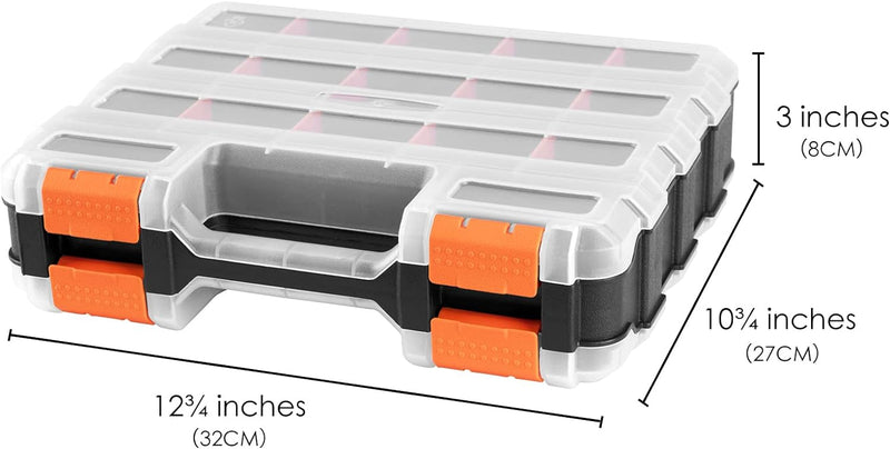 Linkidea Werkzeug-Organizer-Box, tragbarer Tragetasche, 34 Fächer, doppelseitiger Hardware-Organizer