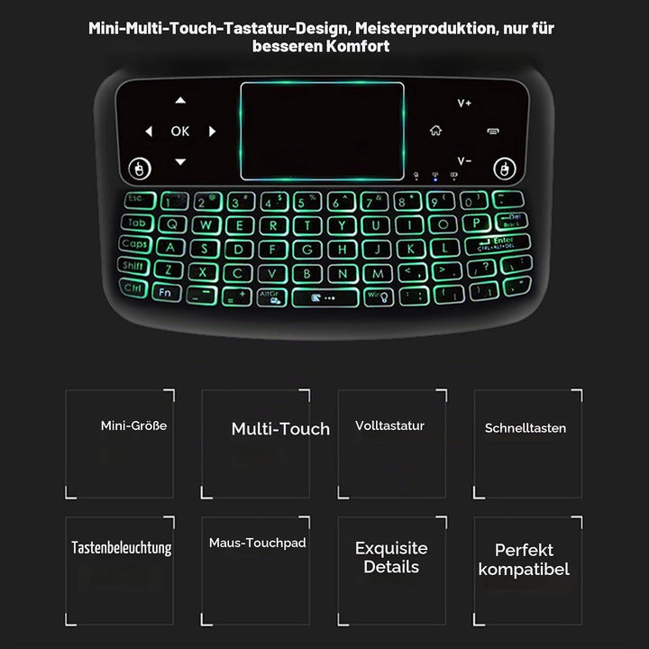 Denash 2,4 GHz Wireless-Tastatur, Hintergrundbeleuchtung Touchpad-Tastatur Fernbedienung Maus-Tastat