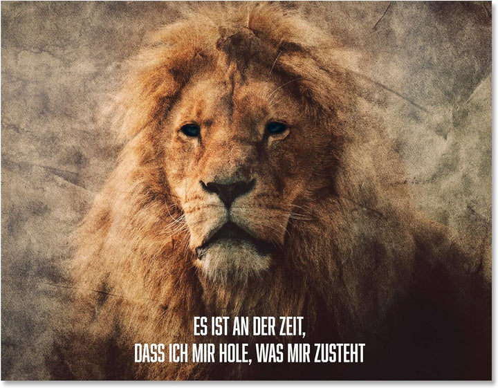 wandmotiv24 Motivations Motiv als Leinwandbild, 60x45cm, Querformat, Es ist an der Zeit, Löwe, Struk
