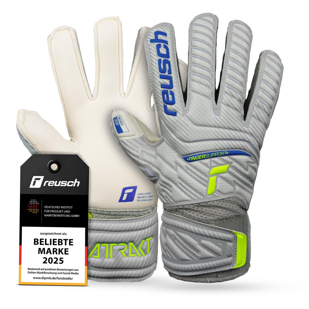 Reusch Jungen Attrakt Finger Support Junior Unisex Torwarthandschuhe mit Aussennaht Schnitt und Grip