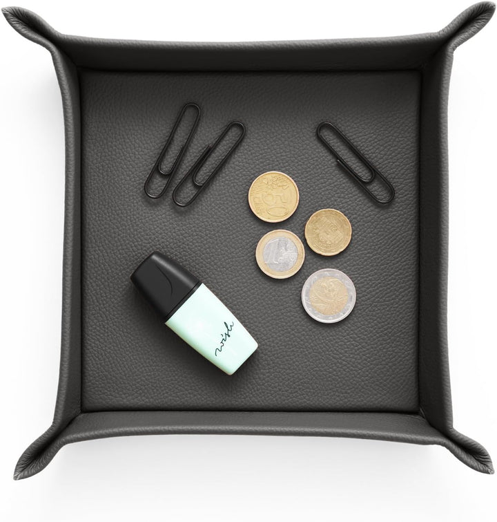 Eglooh - Iris - Taschenleerer aus echtem Leder Anthrazit Grau - Schreibtisch-Organizer mit modernem