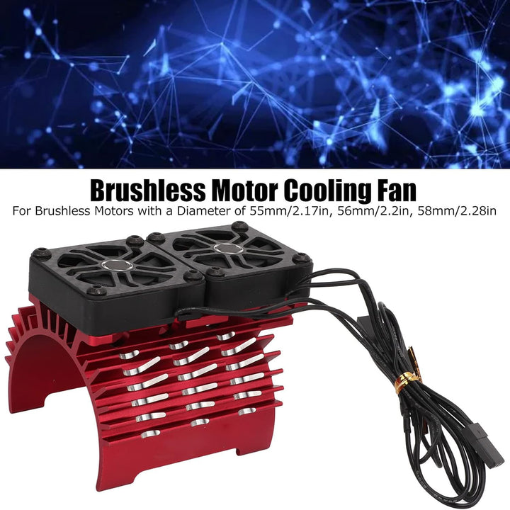 RC Dual Fan Motor Kühlkörper, Wärmeableitung Brushless Motor Cooling Dual Fan für 1/5 8,4V 16000RPM