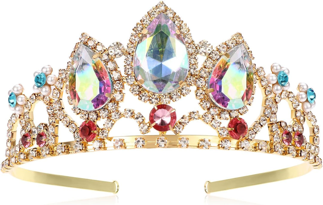 hengkaixuan Hübsche Tiara Krone Rosa Strass AB Tiara Fee Braut Kopfbedeckung Geburtstag Halloween Go