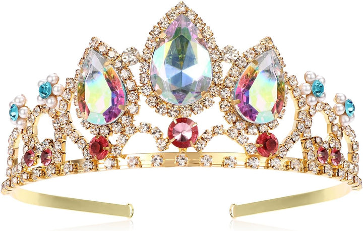 hengkaixuan Hübsche Tiara Krone Rosa Strass AB Tiara Fee Braut Kopfbedeckung Geburtstag Halloween Go