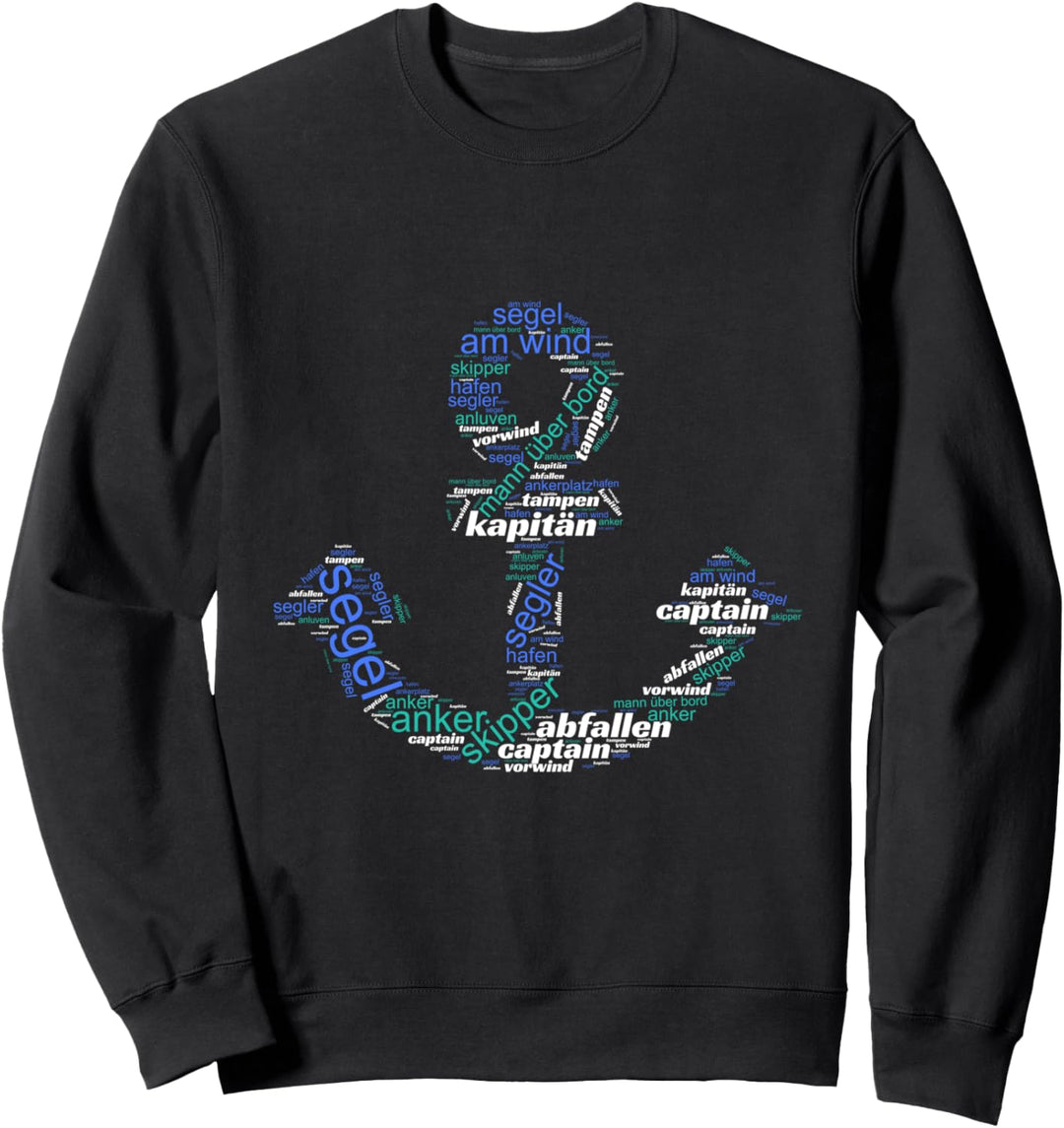Anker als Schrift mit nautischen Begriffen Segler Kapitän Sweatshirt