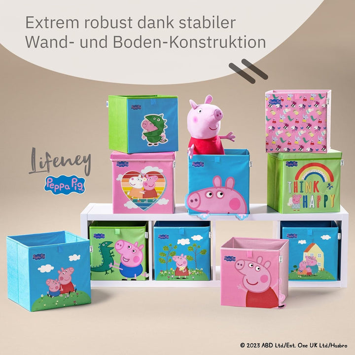 LIFENEY meets Peppa Wutz Aufbewahrungsbox mit Deckel für Kinder – Box mit Peppa Pig Motiv zur Aufbew
