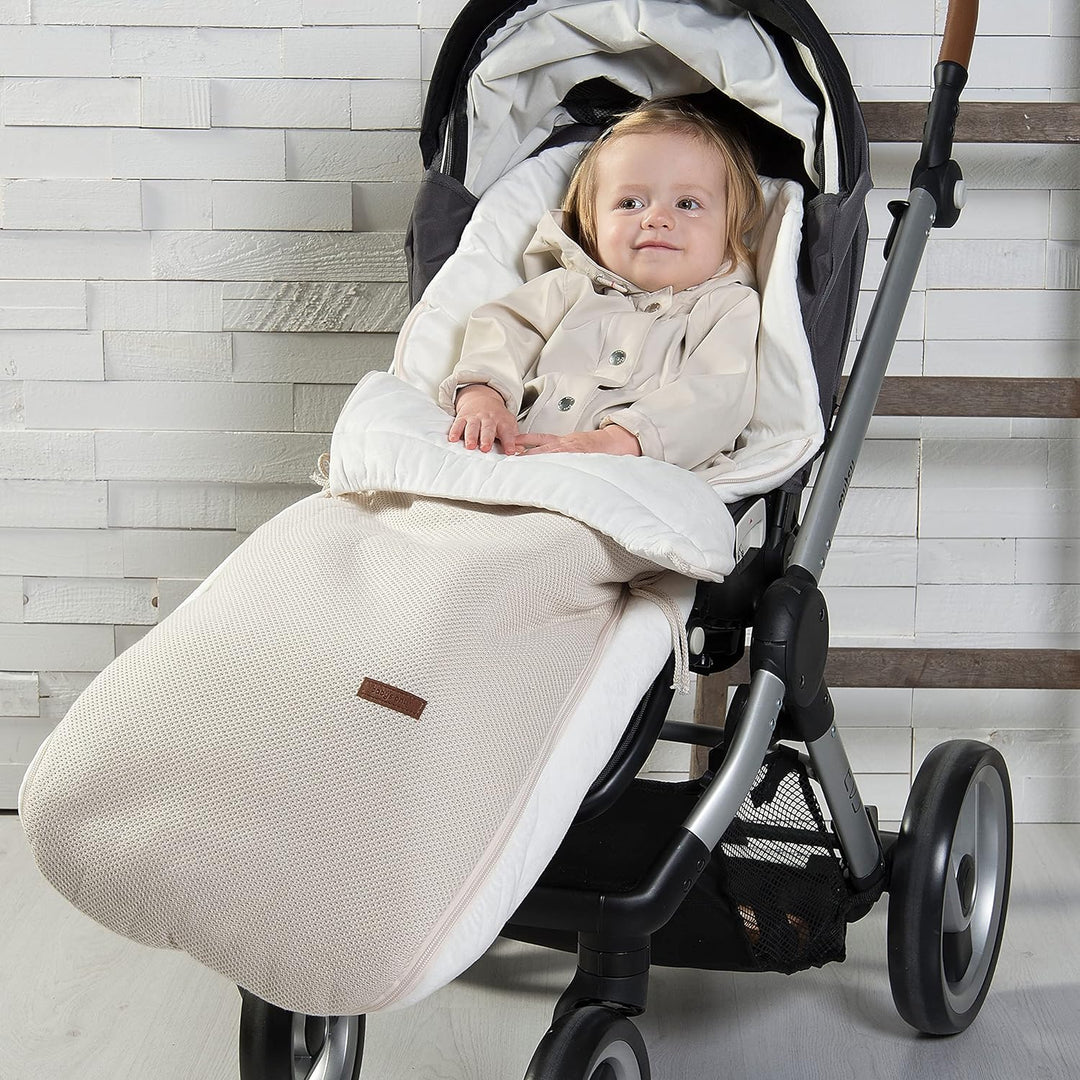 BO Baby's Only - Gestrickte Buggysack - Gefütterte Fusssack Kinderwagen aus Baumwolle - 98x52 cm - f