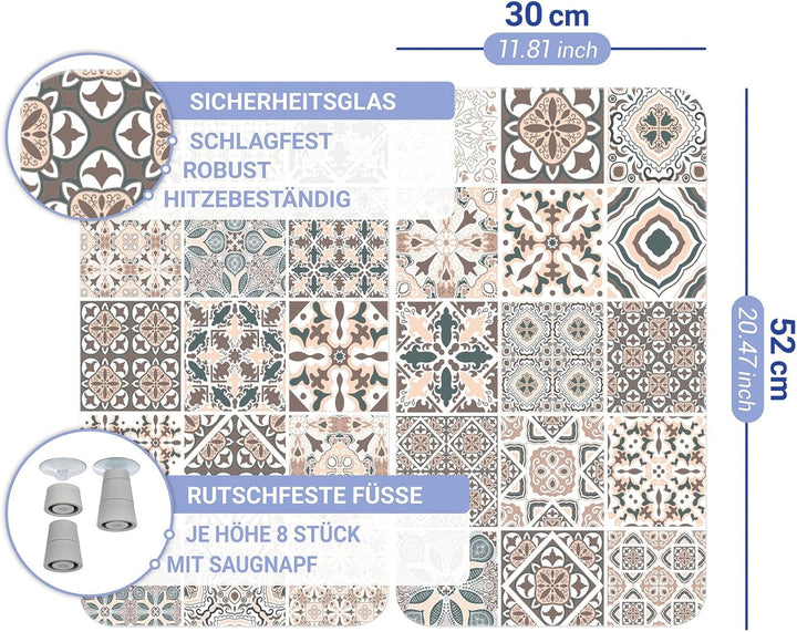 WENKO Herdabdeckplatte Universal Kachel, 2er Set Herdabdeckung für alle Herdarten, Gehärtetes Glas,