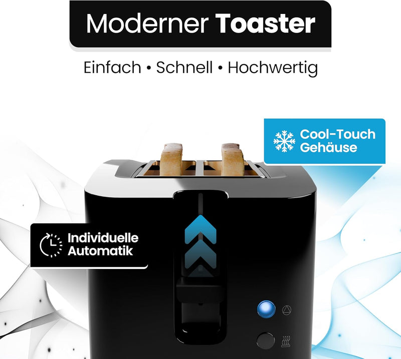 Clatronic® Toaster 2 Toastschlitze | Toaster mit Brötchenaufsatz | Toaster 2 Scheiben mit Liftfunkti