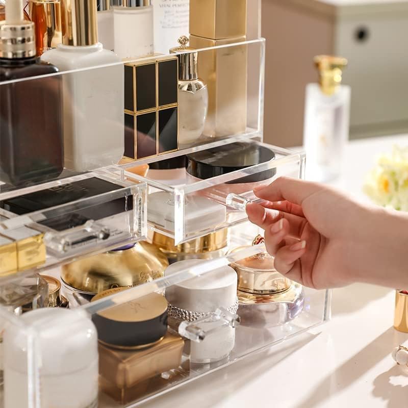 Kousee Make-up-Organizer-Aufbewahrung, extragrosse Acryl-Parfüm-Hautpflege-Organizer-Vitrine mit Sch