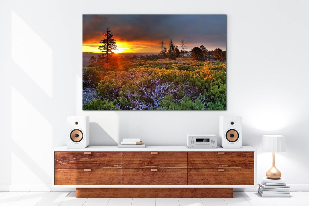 deyoli bezauberte Landschaft bei Sonnenaufgang Format: 100x70 als Leinwand, Motiv fertig gerahmt auf