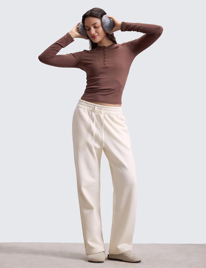 CRZ YOGA Damen Jogginghose Gefütterte Baumwolle Joggers Soft Freizeithose Winter Lounge Hosen mit Ta
