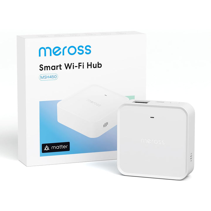 Meross Smart Matter Hub 110dB MSH450 (2,4GHz WiFi und Ethernet-Port), Smart Bridge für Alarmsystem,