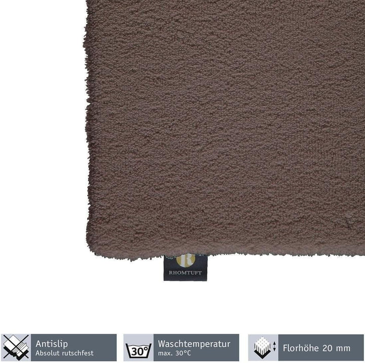Rhomtuft Badteppiche Square Taupe - 58 Toilettenvorlage mit Ausschnitt 55x60 cm, Toilettenvorlage mi