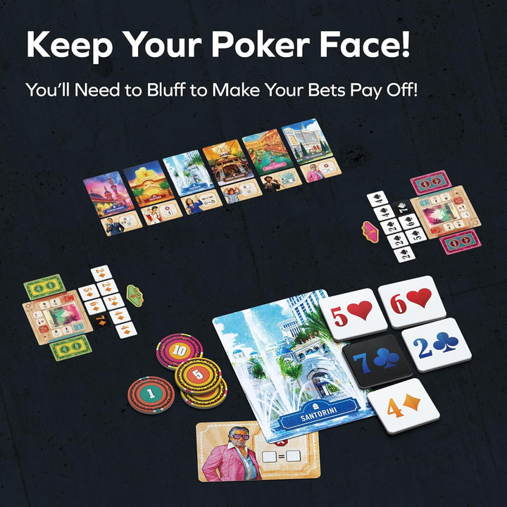 Allplay Vegas Strip Board Game – Bluffing and Deduction for 2-6 Players, Unique Casino Powers, Ages