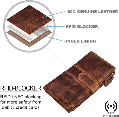 STILORD 'Alyssa' Portemonnaie Handy Leder Damen Reisebörse RFID Geldbörse mit Handyfach ideal für 6,