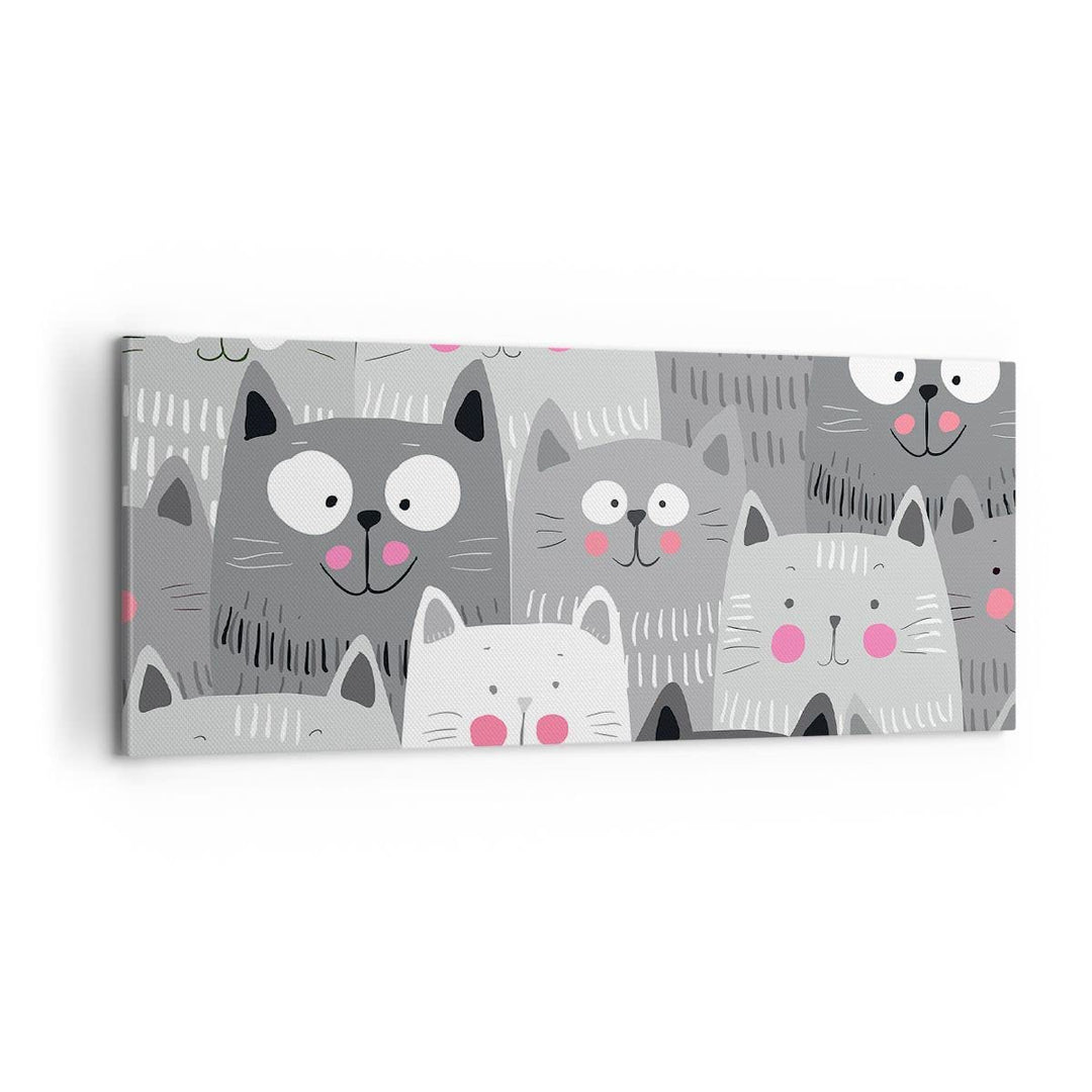 Panorama Bilder auf Leinwand 100x40cm Leinwandbild Kittys Tiere Illustration Gross Wanddeko Bild Sch