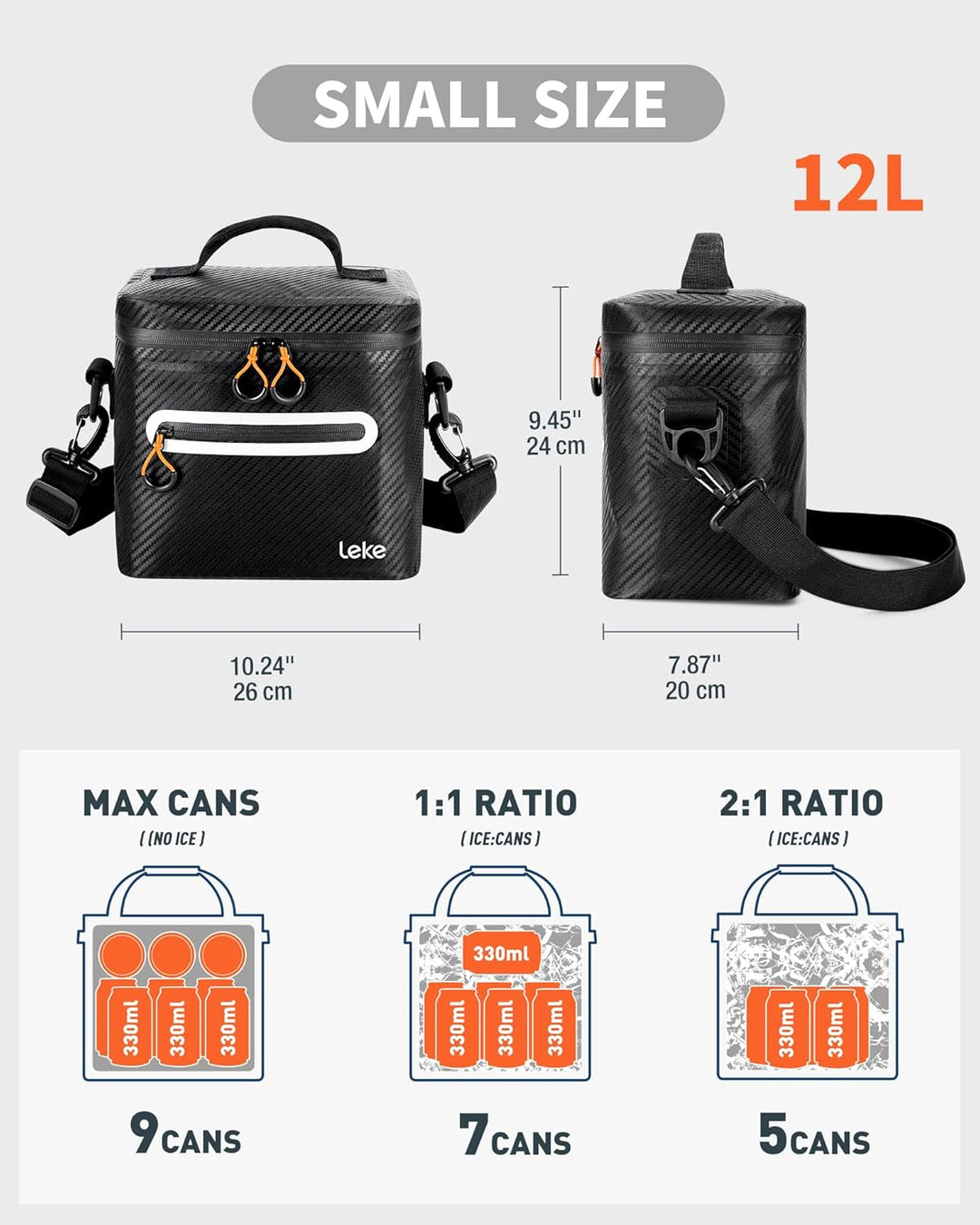 Lekesky 12/20L Verstärkter Isolierter Kühltasche – Tragbarer Kühltasche, Wasserdichter & Undichtheit