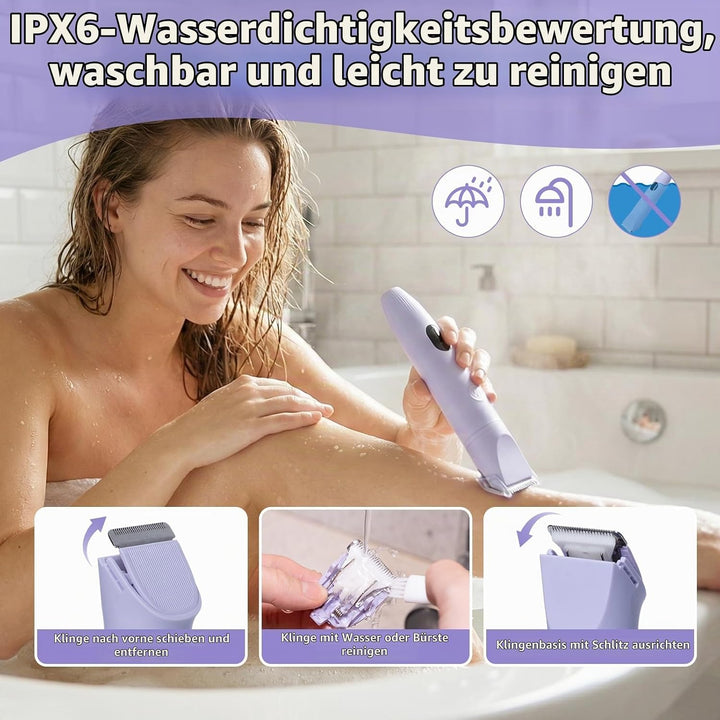 Carehabi Rasierer Damen 3-in-1 Intimrasierer für Frauen Elektrischer Rasierer Damen IPX7 Wasserdicht