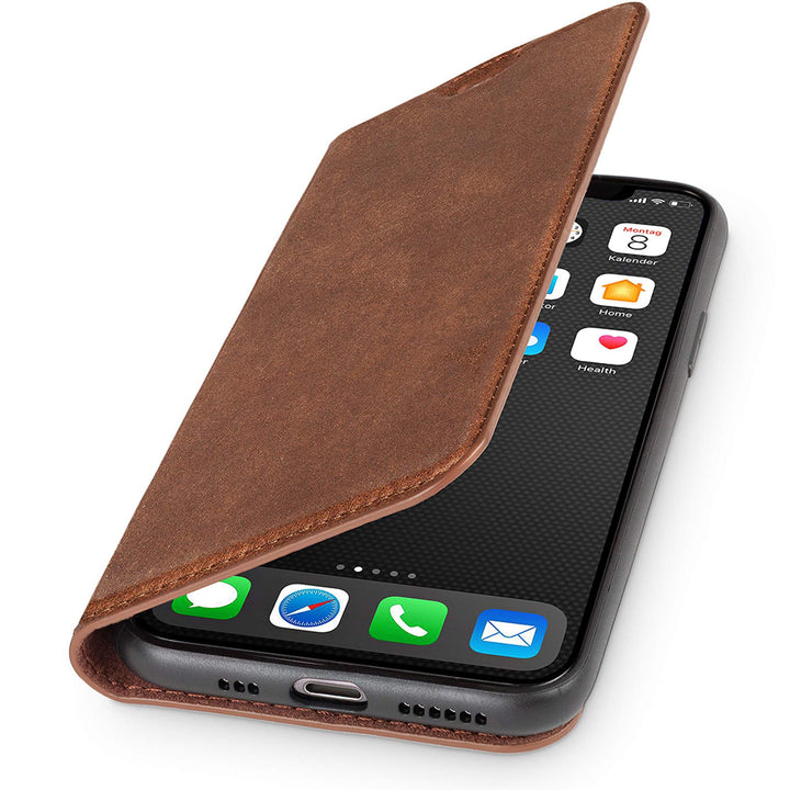 WIIUKA Echt Ledertasche - TRAVEL Nature - Hülle für Apple iPhone 11 Pro Max - ITALIENISCHES Leder -