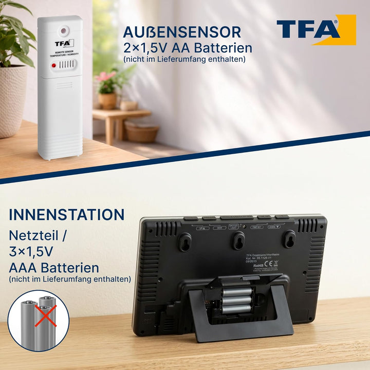 TFA Dostmann Spring Wetterstation, für Innen und Aussen, Funk Aussensensor misst Luftfeuchtigkeit, T