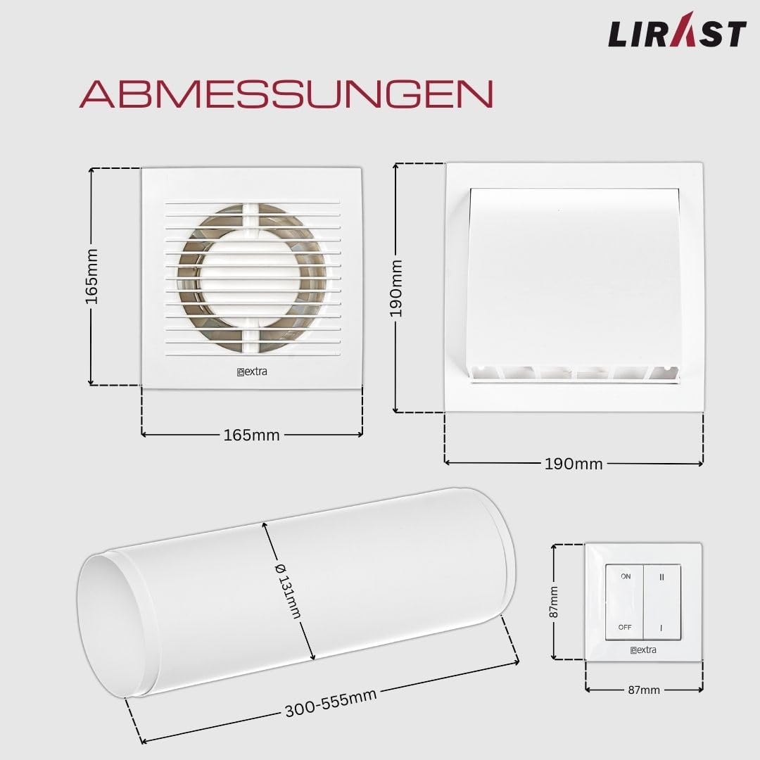 Lirast Ø 125mm Dezentrale Wohnraumlüftung mit Wärmerückgewinnung mit Schalter Mit Schalter / Weiss Ø