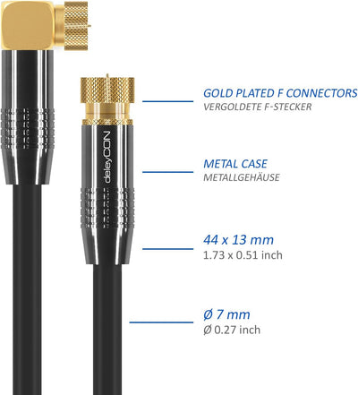 deleyCON 20m SAT Antennenkabel Satellitenkabel Koaxialkabel - HDTV Full HD - F-Stecker 90° Grad Gewi