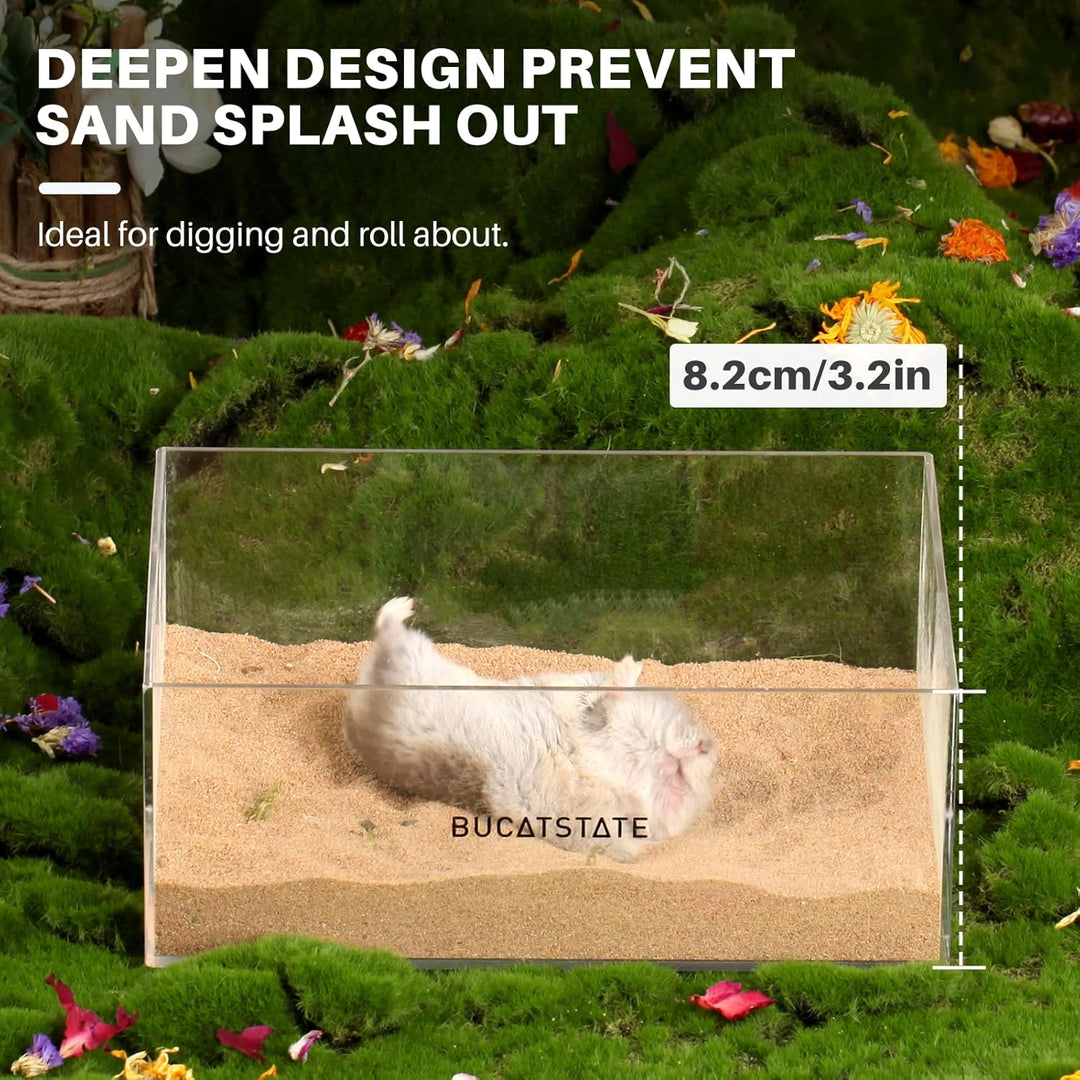 BUCATSTATE Sandbad-Container für Hamster mit Leiter – Acryl-Dusch- und Grabungsraum-Katzenklo für Mä