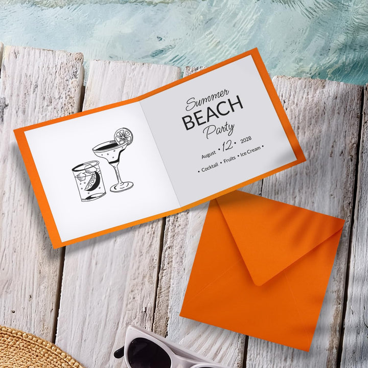 75x Quadratisches Falt-Karten Set - 15 x 15 cm - mit Brief-Umschlägen & Einlegeblättern - Orange - F
