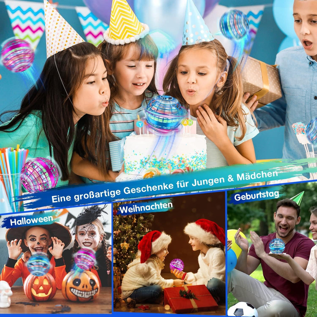 Zookao Fliegender Ball, Mini Drohne Für Kinder Flying Boomerang Ball mit LED Licht Spielzeug Geschen