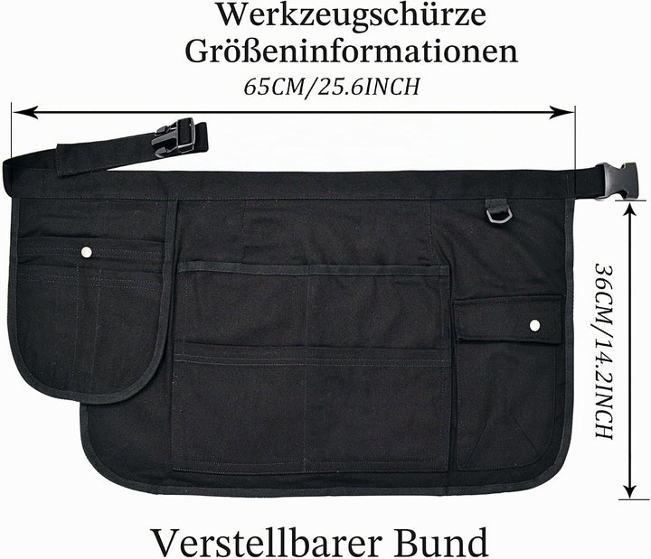 Nanxson Unisex Werkzeugschürze Gartenschürze kurz Segeltuchschürze Schwarz, Schwarz