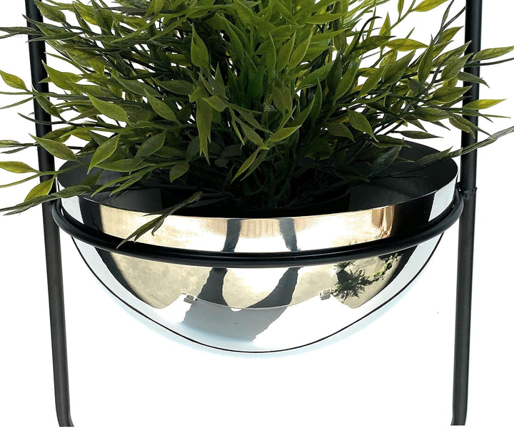 DanDiBo Blumenampel Innen Metall Wand Hängepflanzen 54 cm 96083 M mit Topf Silber Pflanzenhänger Blu