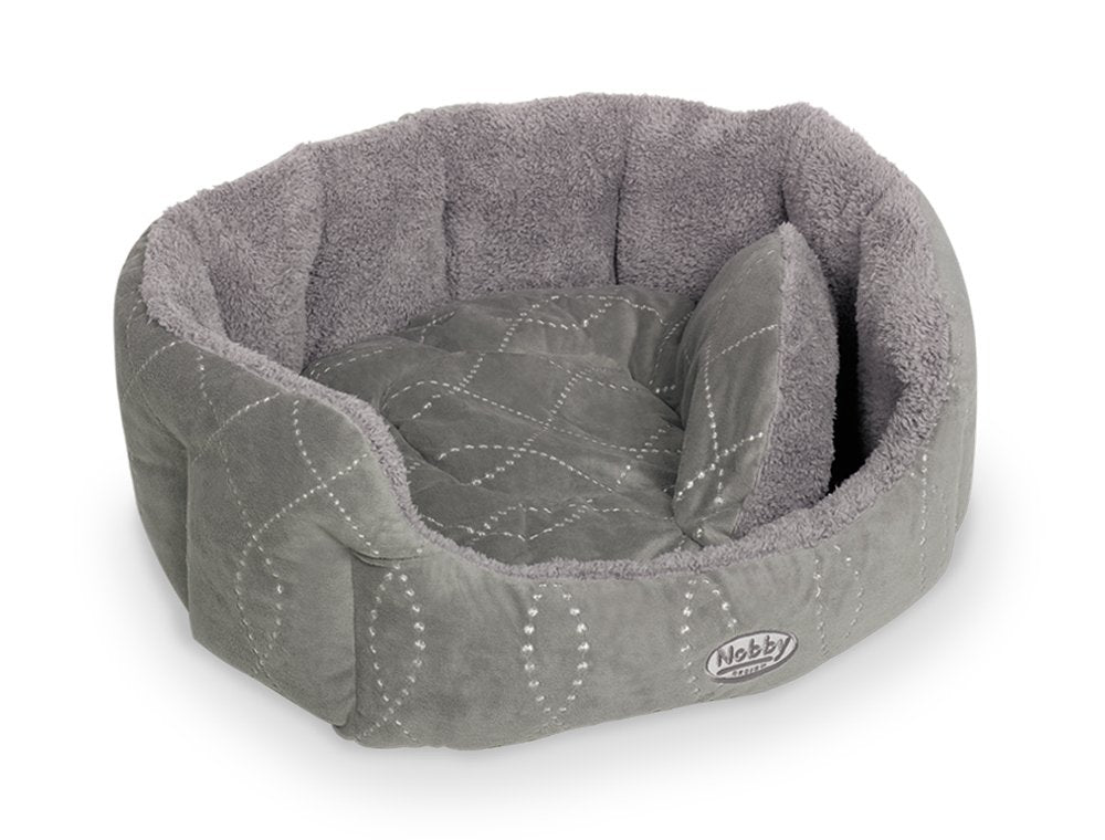 Nobby Komfort Bett oval "CENO" grau / grau L x B x H: 65 x 57 x 22 cm grau 65 x 57 x 22 cm, grau 65