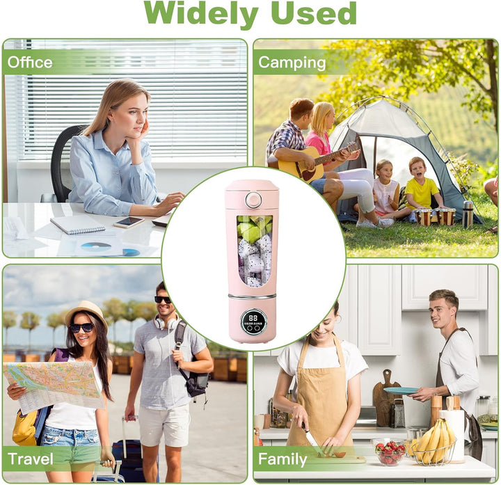 Tragbarer Mixer Smoothie Maker, 700 ml Kleiner Entsafter, Typ-C Wiederaufladbar, mit 12 Rostfreien K