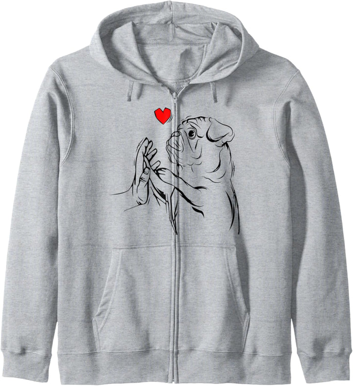 Mops Liebe Hundehalter Frauchen Geschenkidee Kapuzenjacke