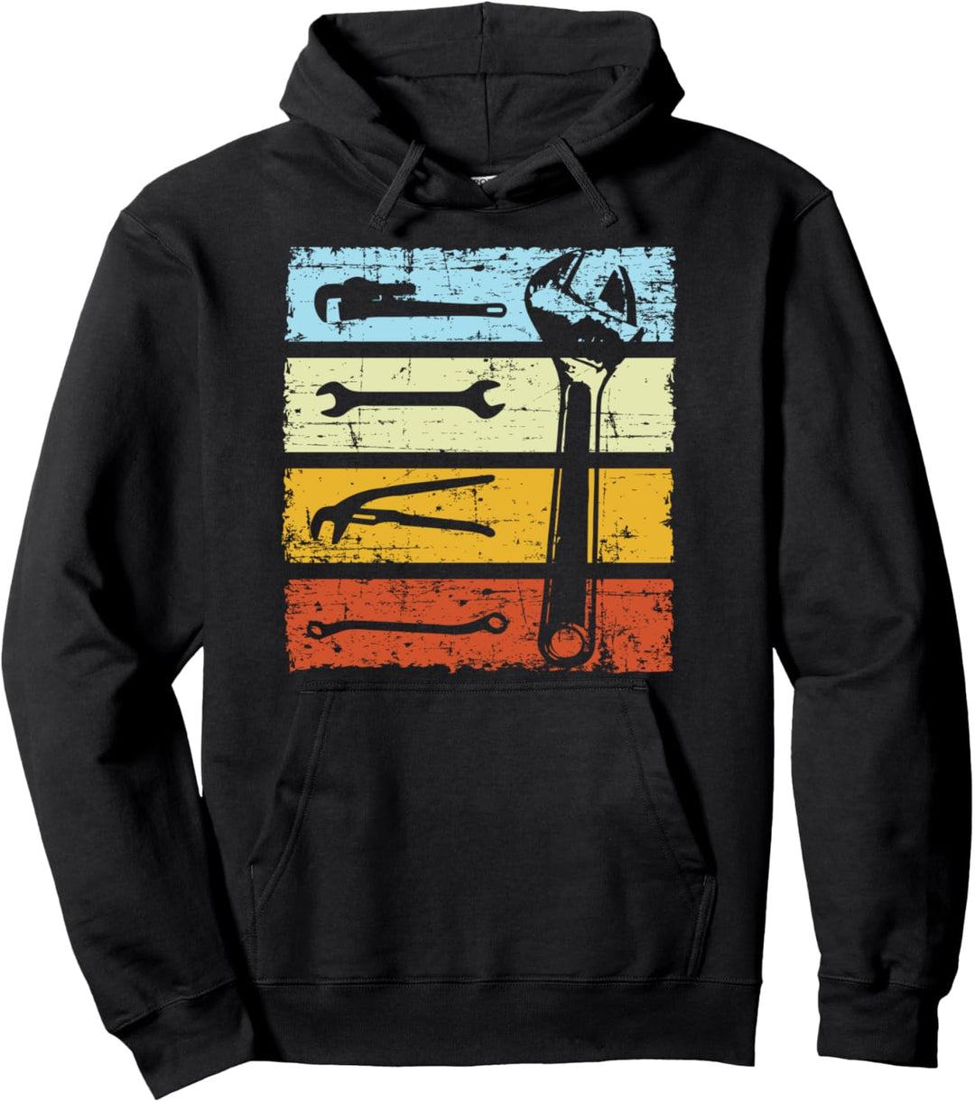 Heizungsbauer Sanitär Installateur Klempner Werkzeug Retro Pullover Hoodie