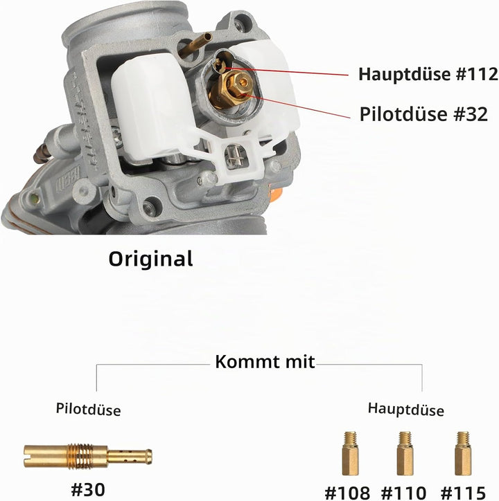 NIBBI PWK 26MM Vergaser mit drei Hauptdüsen und einem Pilotstrahl des Performance Racing Vergasers f