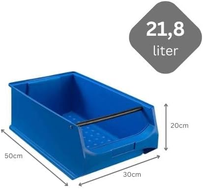 Blaue Sichtlagerbox 5.1 mit Griffstange | HxBxT 20x30x50cm | 21,8 Liter | Sichtlagerbehälter, Sichtl
