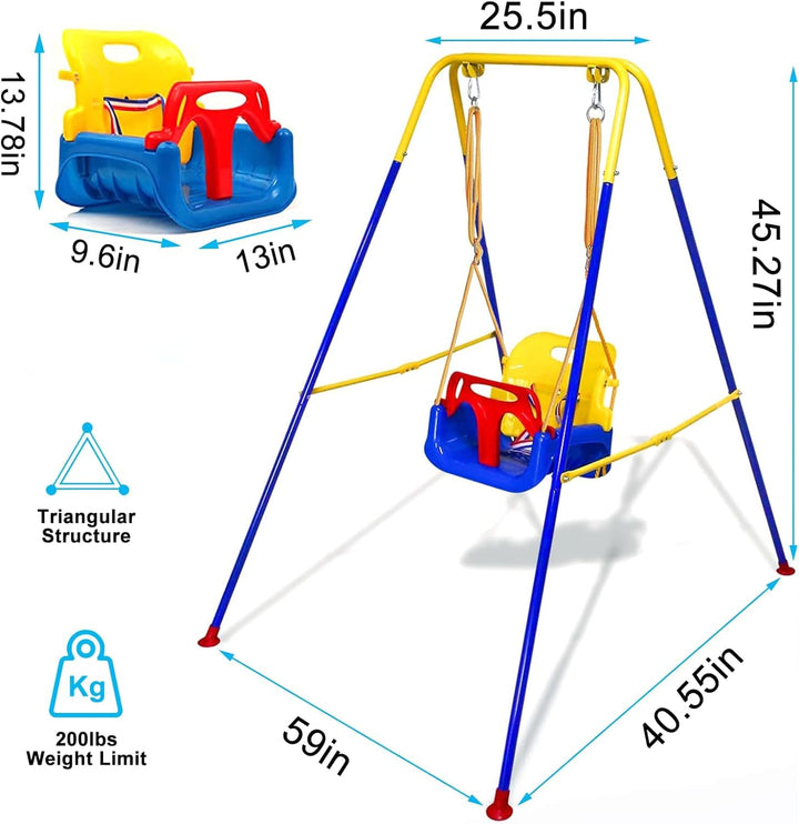 Babyschaukel, 3-in-1-Babyschaukel für drinnen und draussen mit Gestell, Kinderschaukel mit Metallstä