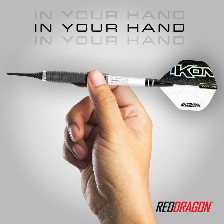 RED DRAGON Ikon Signature Series Professionelles Wolfram Softip Dart Set mit Flights und Schäften 20