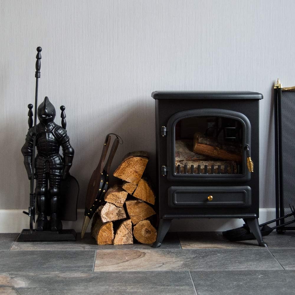 Fire Vida-Ritter-Soldat Kamin-Begleiterset, Metall, Stück von 5Schwarz, 79.0x10.0x15.0