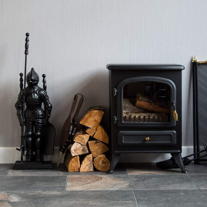Fire Vida-Ritter-Soldat Kamin-Begleiterset, Metall, Stück von 5Schwarz, 79.0x10.0x15.0